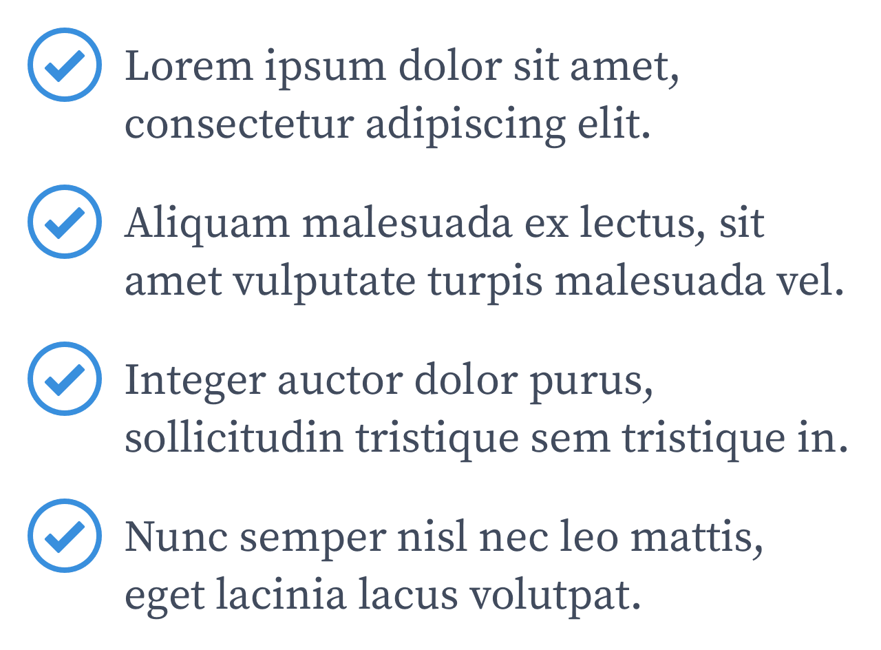 A list of four items that use lorem ipsum