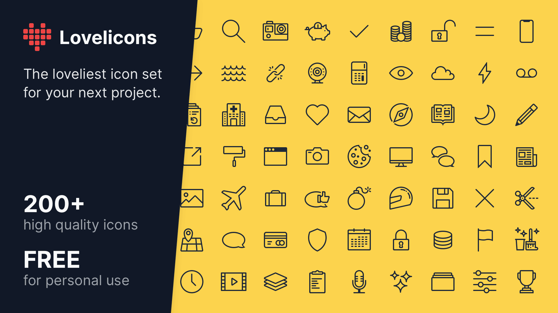 Lovelicons, the loveliest icon set for your next project.