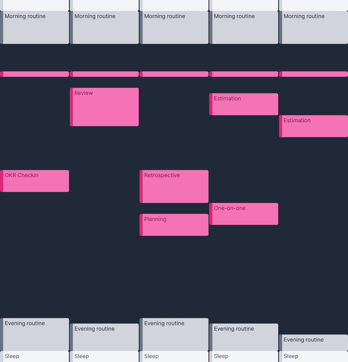 The calendar with added events for work meetings.