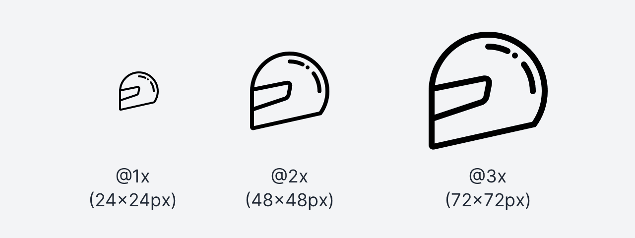 The desktop icon at 1x, 2x, and 3x