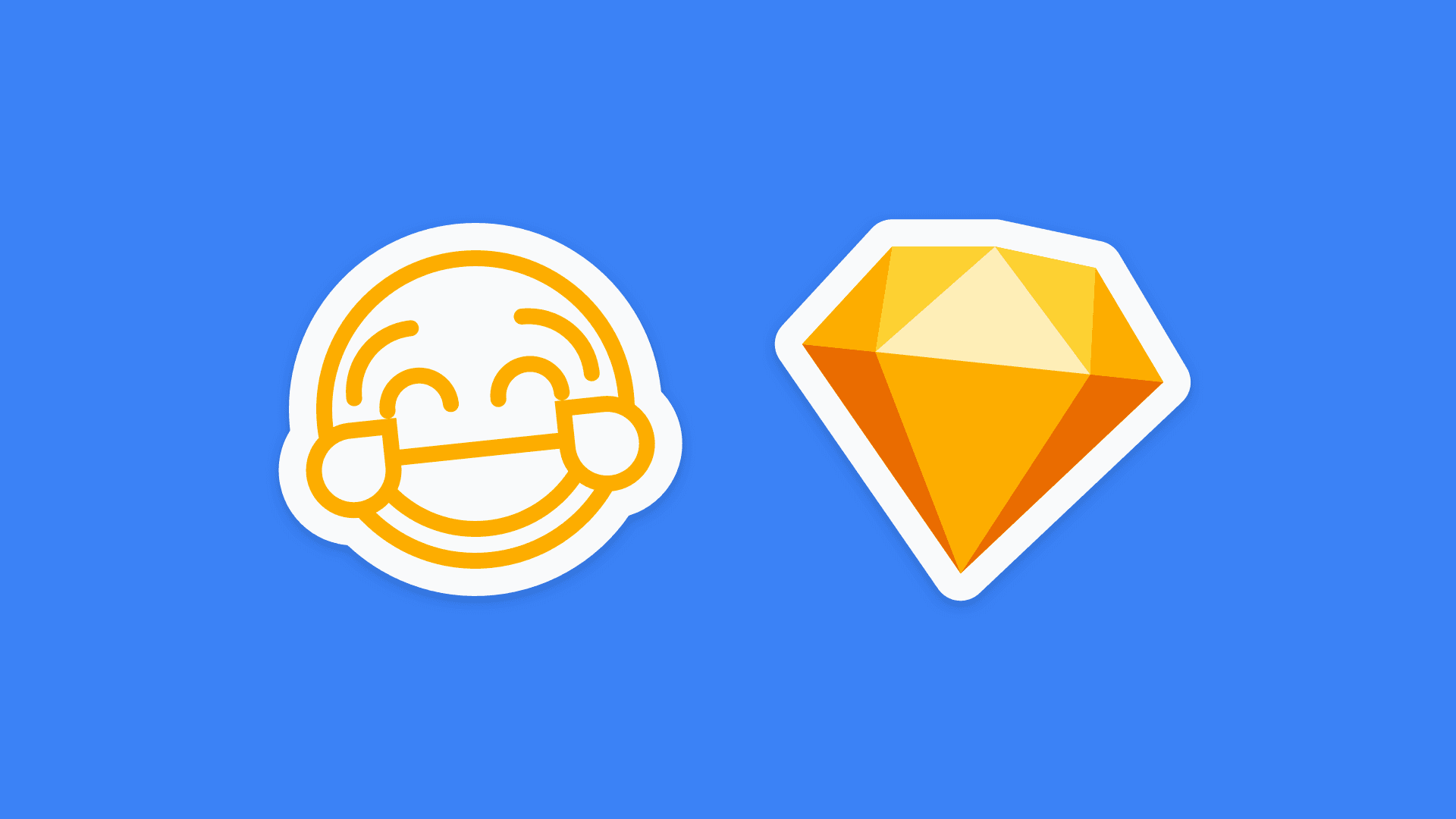 A joyful emoji and the Sketch logo